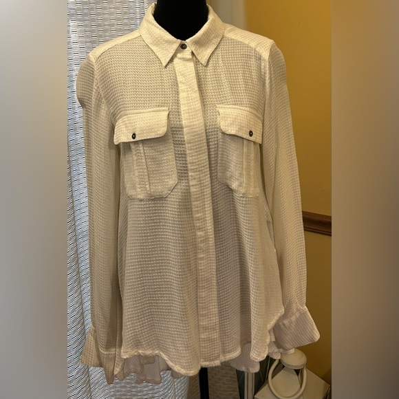 Free People “One of the Guys” Button Down Tunic Waffle Textured Top - Picture 3 of 12
